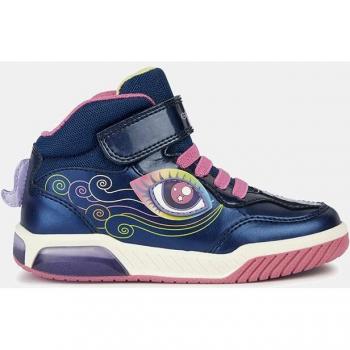 Géocourt GEOX J Inek Femme – Couleur Navy Multicolore – Cuir nacré & tissu détaillé