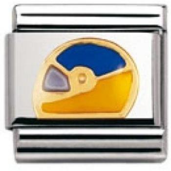 Nomination Composable Classic Sports Edelstahl, Email und 18K-Gold (Helm ROT/WEISS) 030204