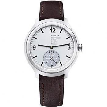 Mondaine Helvetica Smart Watch Women’s/ Men’s Watch, Dark Brown Leather Strap, App with Coaching Function iOS / Andorid