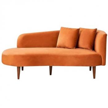 Chaise Longue Côté Droit avec Coussins Velours Orange