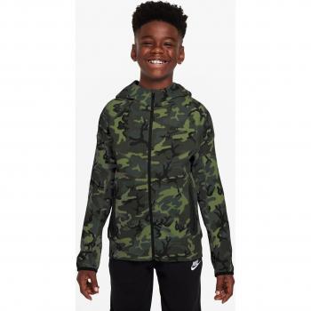 Sudadera con capucha y cremallera completa de camuflaje Nike - Niño - Negro
