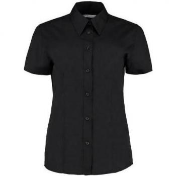 Kustom Kit Damenbluse Kurzarm Schwarz 16 UK