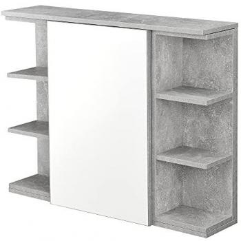 Mobiletto a Muro con Specchio 64 x 80 x 20 cm - Effetto Cemento