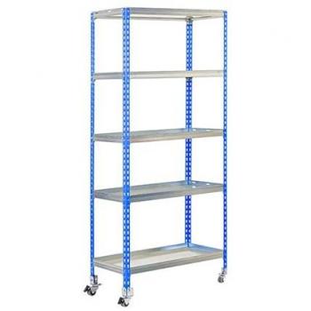 Simonrack Étagère 5 niveaux en métal sans vis – 187,5 × 90 × 30 cm (bleu galvanisé)