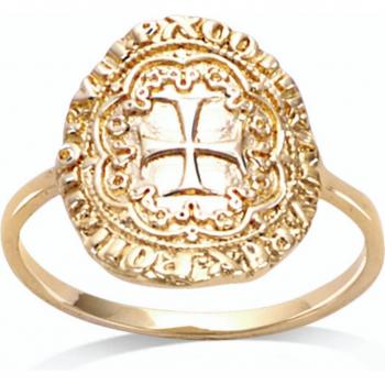 Anello Placcato Oro 'Antica Grecia' con Croce 15x14 mm