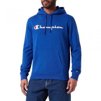 Felpa Champion Uomo L Blu con Logo in Primo Piano