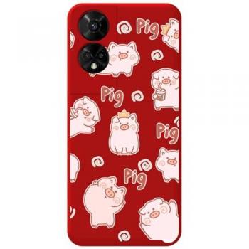 Funda Silicona Líquida Roja TCL 50 5G Cerdos