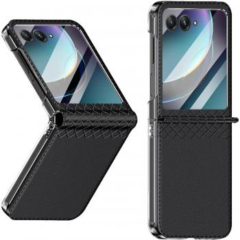 Funda con Bisagras y Protección de Pantalla para Motorola Razr 40 Ultra 2023 - Negra