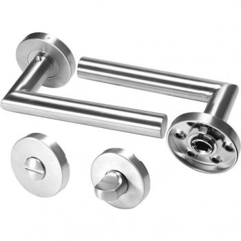 Juego de manijas de puerta de acero inoxidable, cerradura interior y pestillo ajustable, seguridad WC/PZ/BB