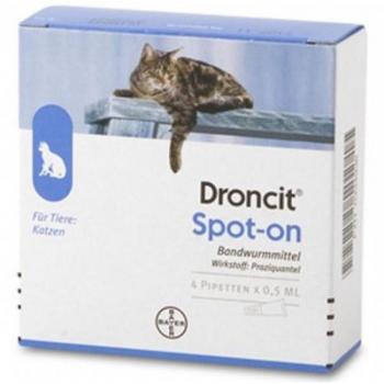 Droncit Spot On Antiparassitario per Gatti 4 Tubetti da 0,5ml