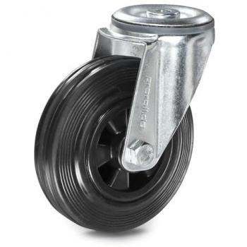 PROROLL Durable Rubber Tyre on Plastic Rim, 80x25mm, Swivel Wheel