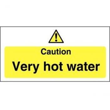 Commercial Hot Water Safety Notice – 100 × 200 mm