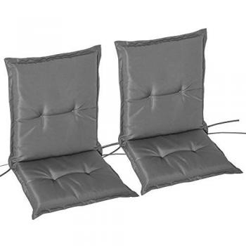 Set 2 Pezzi Cuscino per Sedia da Giardino con Schienale Alto in Poliestere Grigio Scuro 100x48cm - Comfort e Stile