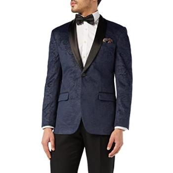 Navy Velvet Paisley Blazer – XPOSED Men's RONY, Size 46