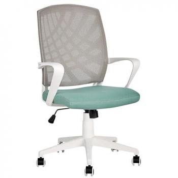 Fauteuil de bureau réglable et pivotant moderne en polyester gris et bleu Bonny