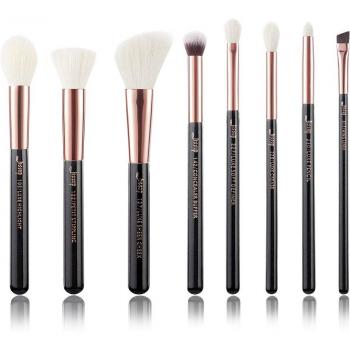 Brochas de maquillaje Jessup, kit de herramientas en color blanco perla/oro rosa, pelo sintético natural