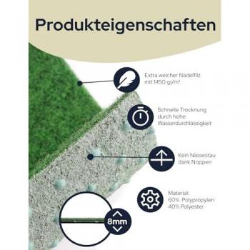 Primaflor-Ideen in Textil Kunstrasen PARK, rechteckig, 7 mm, mit Noppen, strapazierfähig, witterungsbeständig & wasserfest