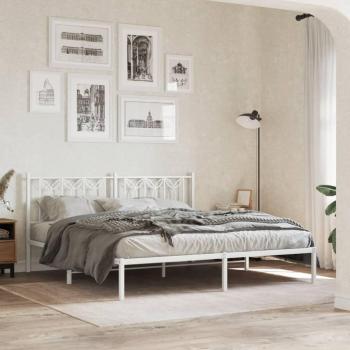 VidaXL 183x213cm Metal Bed Frame with Headboard White