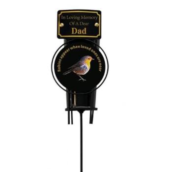 Black Dad Memorial Grave Rose Petal Robin Spike Vase by David Fischhoff
