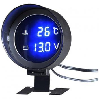 Universal Round LCD Digital Display Voltmeter and Water Temp Gauge