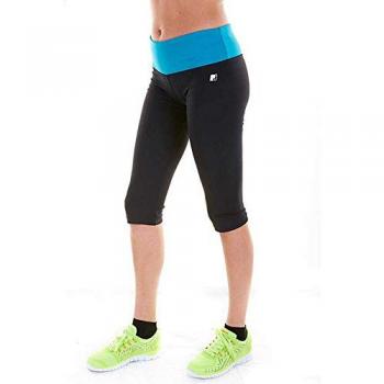 Pantalon 3/4 Joluvi Fit-Plex Femme Noir/Ocean Bleu