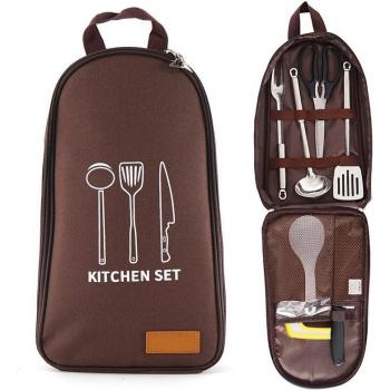 Portable Stainless Steel 7-Piece BBQ Cookware Set with Travel Bag