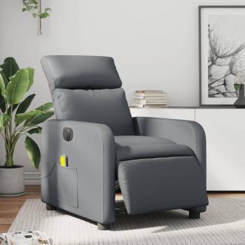 Sillón de masaje reclinable eléctrico cuero sintético Crema
