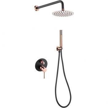 Conjunto de ducha empotrado monomando negro oro rosa