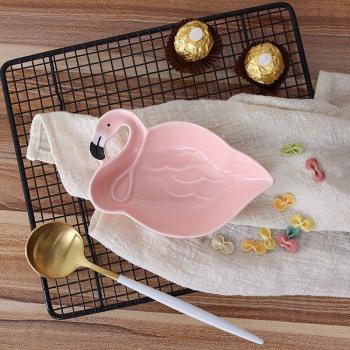 Pink Flamingo 3‑D Ceramic Snack Plate