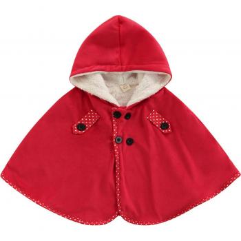 Hooded Santa Cloak for Kids, Long Sleeve Fleece Cape, Red, 1-5 Years