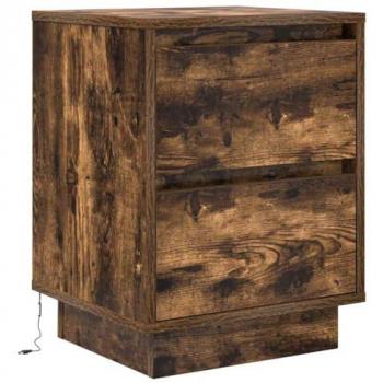 Modern Bedside Cabinet with RGB Lighting - Smoked Oak 38x34x50 cm