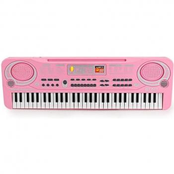 Mini Piano Electrónico 61 Teclas + Mic para Niños – Rosa