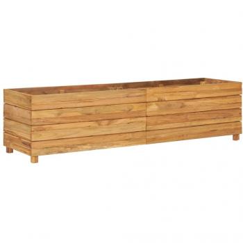 Jardinière en acier et bois de teck recyclé 150x40x38 cm
