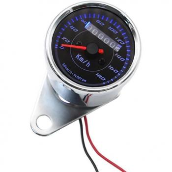 DC 12V Blue LED Backlight Retro Motorcycle Speed Meter Gauge 0-180 km/h