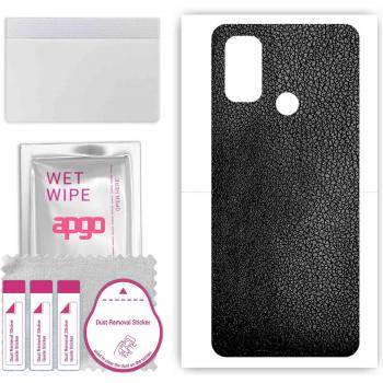 Oppo A53s Protective Vinyl Sticker - Black Leather