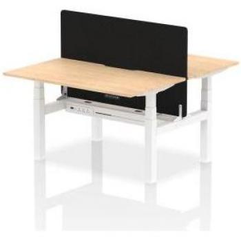 Air 1400 x 800mm Height Adjustable 2 Person Bench Desk Maple Top with Scalloped Profile