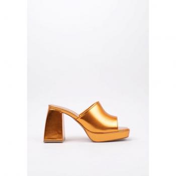 Mule Tacón Feminino Krack Core Laranja 36