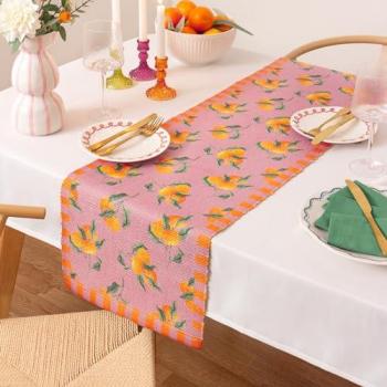 Oranges Indoor/Outdoor Large Table Runner Pink
