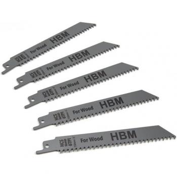 HBM 5 Delige 150 mm. 6 TPI Jeu de lames de scie alternative pour le bois