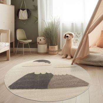 Tapis de Jeu Rond 160 cm Effet 3D Crème