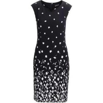 Modisches Blumenkleid in Schwarz/Creme von Goldner Fashion