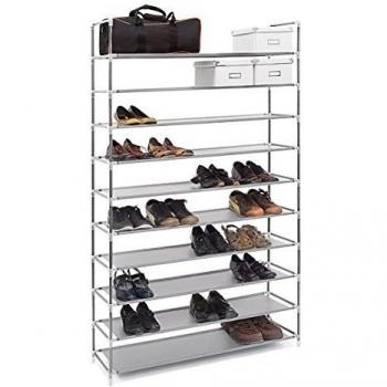 Étagère à chaussures en tissu, 50 paires, gris