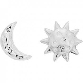 Pendientes asimétricos Eclipse de Ear Candy en plata con baño de rodio