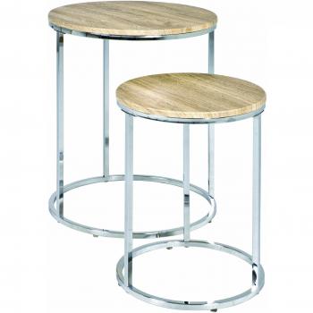 Haku 33084 Esszimmertisch 2‑Stück, 50 × 40 cm, chrom / Eiche Hell