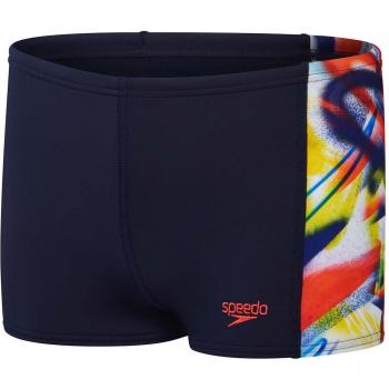 Badehose für Kinder Speedo Digi Alov Panel Schwarz/Rot 8 Jahre