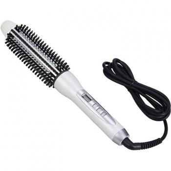 Ceramic Heat Comb Hair Curler Straightener with LCD Display - Large Round Electric Curling Brush