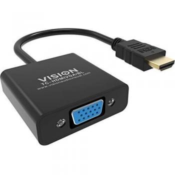 TC-HDMIVGA/BL adaptador de cable de vídeo 0,23 m HDMI tipo A (Estándar) VGA (D-Sub) Negro