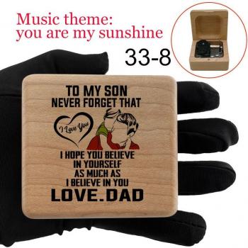 Caja de música Mi sol, con diseño de frases románticas, de madera, perfecta para cumpleaños de papá y regalos para esposa, hijo e hija