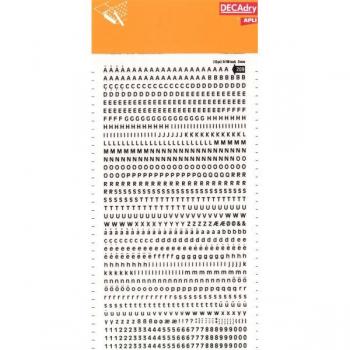 Lettres et Chiffres Transfert Noir 3mm