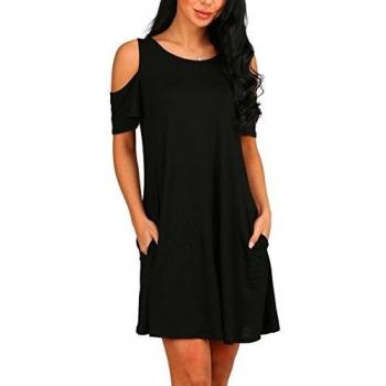 PCEAIIH Women's Summer Cold Shoulder Tunic Top Dress